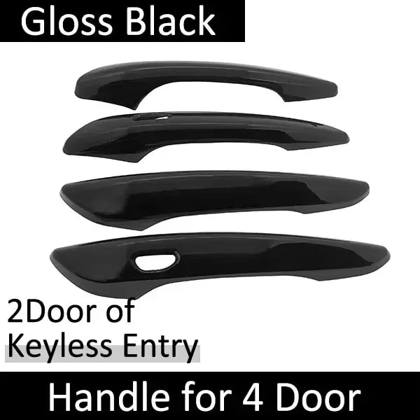 Chrome door handle cover set with ABS carbon fiber styling for a sleek, modern look on vehicle doors.