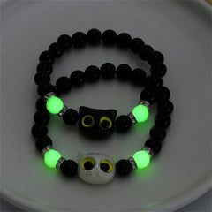 Couples Matching Glow In The Dark Cat Head Bracelets