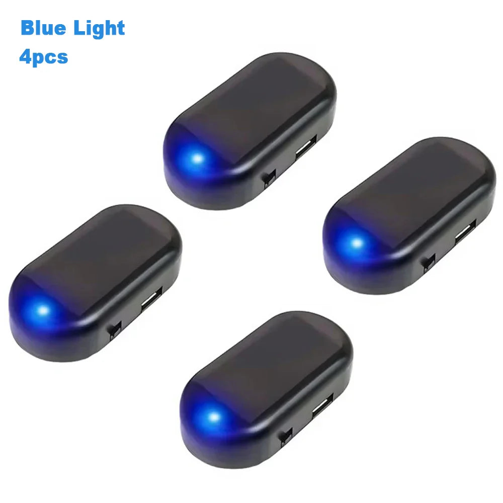 Eliteridegear solar-powered car security dummy alarm light with flashing LED caution lamp for anti-theft warning and detection.