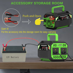 Adistore 500W 12V to AC power inverter with USB and Type-C ports for vehicle or portable power solutions.