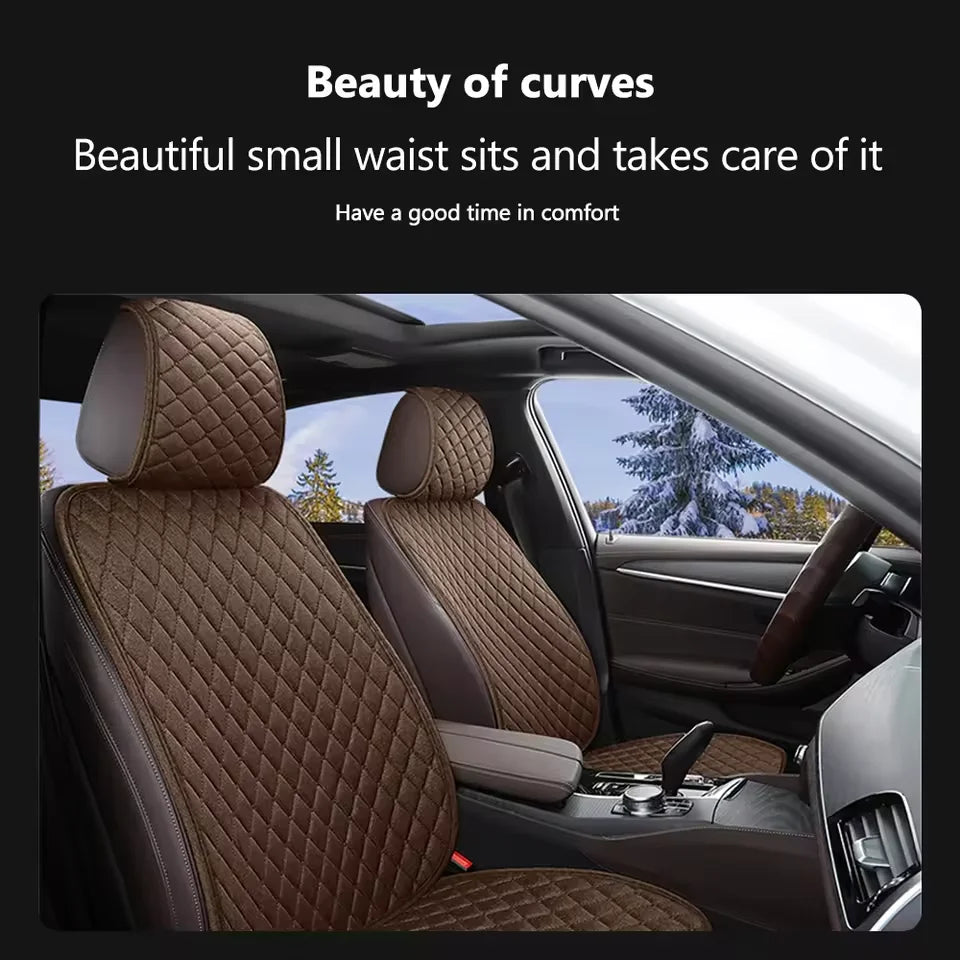 Eliteridegear universal flax car seat cover set with front and rear cushions, breathable and comfortable protector mat for vehicles.