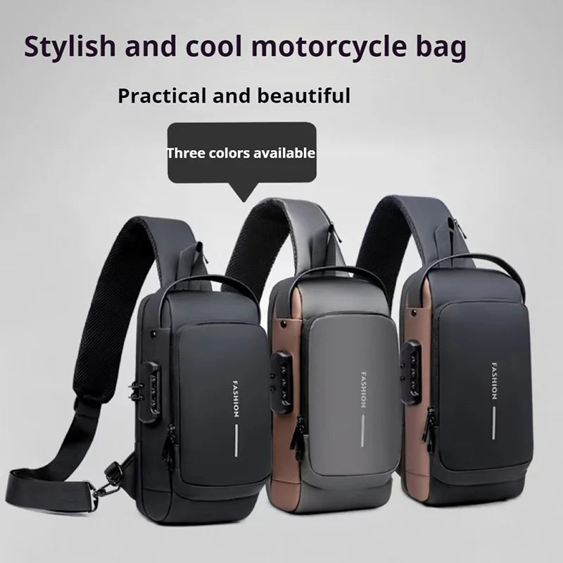 Men's Eliteridegear chest bag with password lock, anti-theft design, outdoor running and travel waist bag, crossbody sports backpack