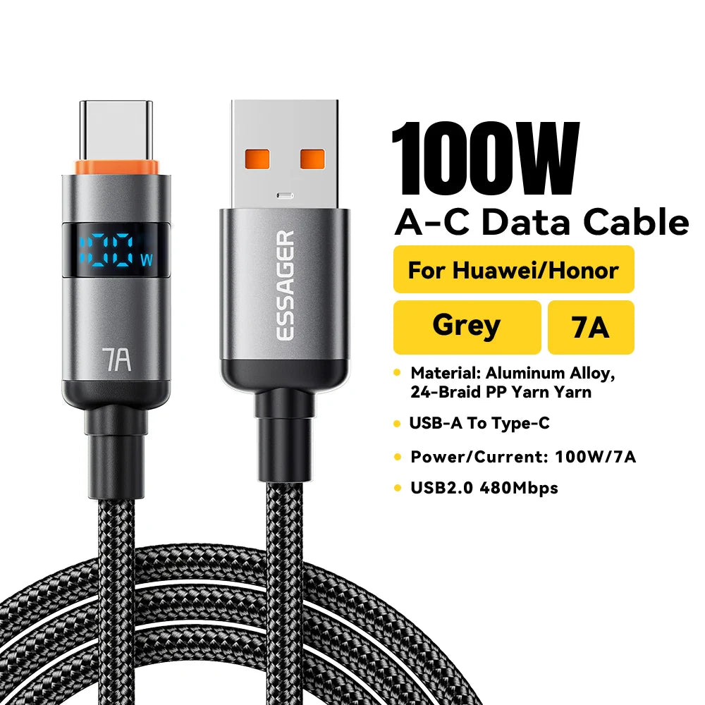 Adistore Essager 100W USB-C to USB-C fast charge cable, durable and sleek design for quick charging devices.