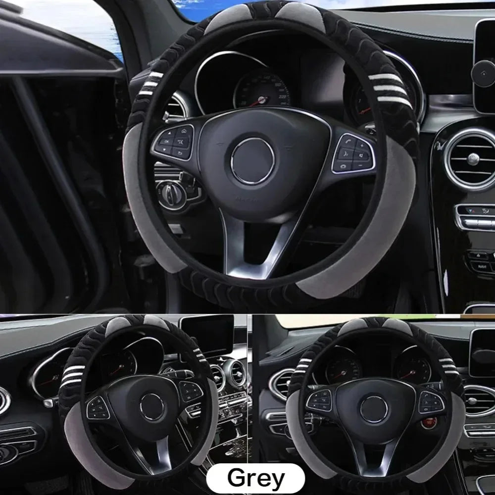 Eliteridegear breathable PU leather universal car steering wheel cover with anti-slip grip and stylish interior decoration.