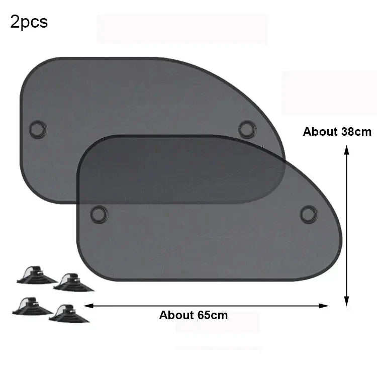 Eliteridegear SEAMETAL 2-piece black car window sunshade covers with UV protection for front and rear windows.