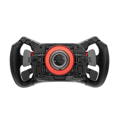 Simagic GT NEO Formula racing steering wheel with carbon finish, LCD display, and 12 buttons, designed for sim racing setups.