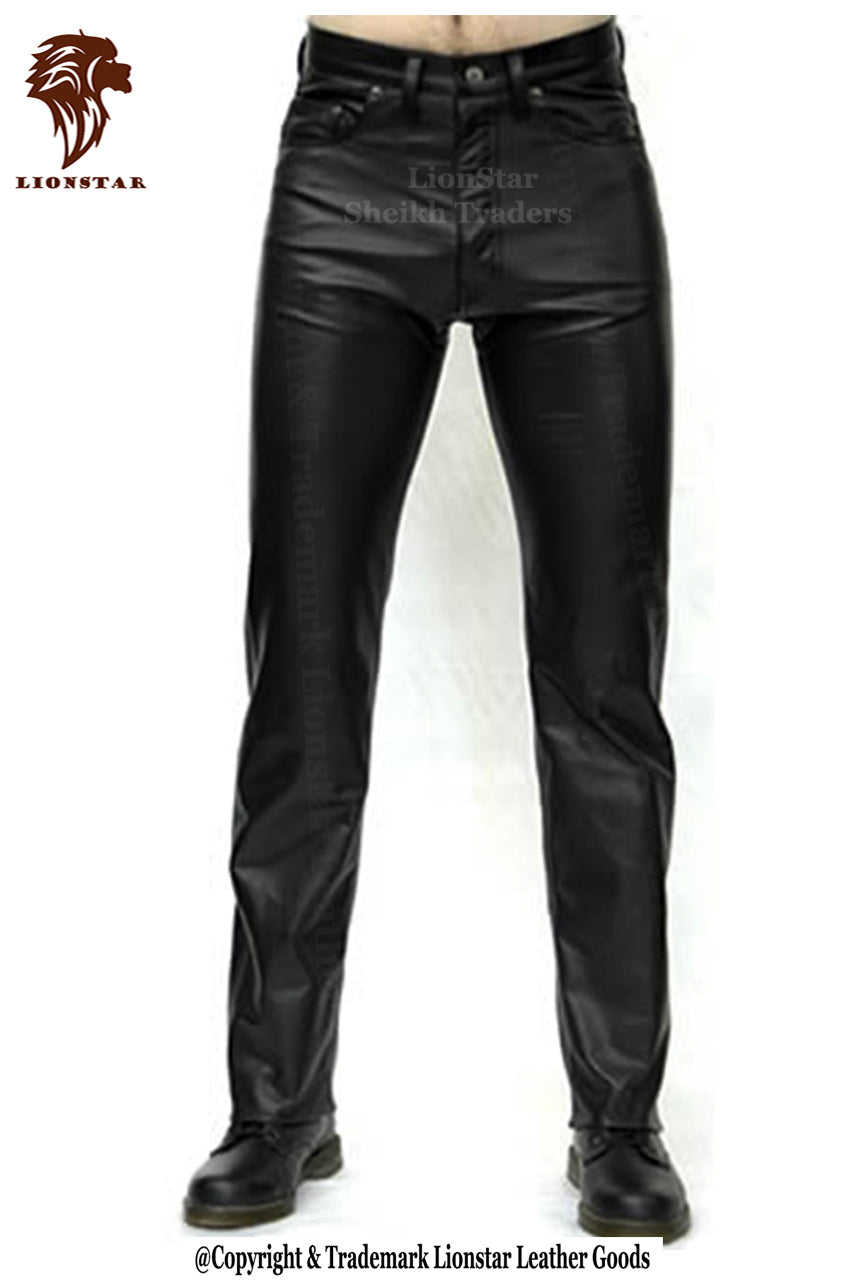 Men's Black Sheepskin Leather Pants | Premium Slim Fit | Tailored Sleek Style