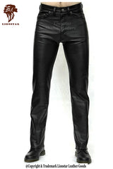Men's Black Sheepskin Leather Pants | Premium Slim Fit | Tailored Sleek Style