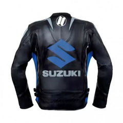 Suzuki Motorcycle Racing Black Leather Jacket