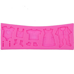 2 PCS Baking Mold Baby Shoes Fondant Cake Mold Kid Clothes Silicone DIY Chocolate West Point Mold, Kid Clothes Shape