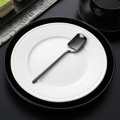 Stainless Steel V-shaped Wall Hanging Design Simple Coffee Spoon Fork Creative Long Handle Stirring Tableware, Spoon Black, Fork Black, Spoon Gold, Fork Gold, Spoon Rose Gold, Fork Rose Gold