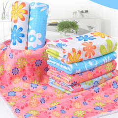 4 PCS / Set Microfiber Printed Flowers Cloth Cleaning Cloth, Microfiber Printed Towels