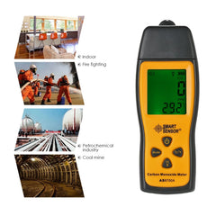 Smart Sensor AS8700A Handheld Carbon Monoxide Meter High Precision Digital CO Leak Detector Analyzer,  Sound  Light Alarm, Range: 0-1000ppm