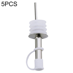 5 PCS Glass Bottle Stopper Stainless Steel Oil Stopper Silicone Stopper, White Hat Straight Mouth, White Hat Automatic Cap, Black Hat Straight Mouth, Black Hat Automatic Cap