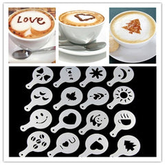 32 PCS Coffee Stencil Filter Coffee Maker Cappuccino Mold Templates Strew Flowers Pad Spray Art Baking Tools, 32 PCS