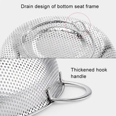 Stainless Steel Round Wash Basket Binaural Wash Rice Basket Drain Basin, 22cm, 25cm, 28cm, 31cm
