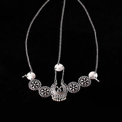Silver Vintage Tassel Hair Jewelry Metal Coin Headband Long Punk Head Chain Piece Forehead Headpiece