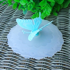 2 PCS Creative Dustproof Silicone Butterfly Transparent Lace Cup Cover, Pink, Yellow, Blue