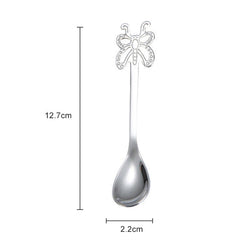 Multicolor Stainless Steel Butterfly Coffee Spoon Fruit Cold Drink Ice Cream Dessert Tea Spoon, Silver, Gold, Rose Gold, Rainbow, Black, Purple
