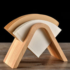 Coffee Filter Holder Coffee Storage Rack Filter Box Paper Base Bracket Display Stand, Wooden V Holder