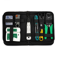 Three-purpose Network Cable Clamp Tester Hand Tool Set Home Network Repair Kit, 12 in 1