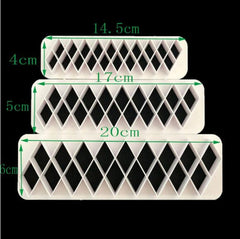2 PCS Chocolate Cake Geometric Puzzle Embossed Strip Foundation Shape Graphic Biscuit Mold Stamping Tool, Four-sided Diamond, Jigsaw, Hexagon, Square, Regular Triangle, Oblique Triangle