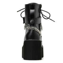 Platform - Soled Martin Boots Side Zipper Handsome Ankle Boots, 36, 38