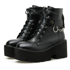 Platform - Soled Martin Boots Side Zipper Handsome Ankle Boots, 36, 38