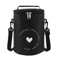 Round Lunch Bag Insulated Lunch Box Foldable & Portable Lunch Tote, L, M