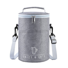 Round Lunch Bag Insulated Lunch Box Foldable & Portable Lunch Tote, L, M
