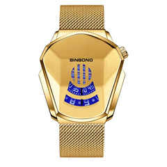 BINBOND Locomotive Concept Watch Men Live Black Technology Watch, White Net Belt White Steel White Face, Gold Net Belt Full Gold Blue Face, Gold Net Belt Full Gold Gold Face, Black Net Belt Black Steel Blue Face, Black Net Belt Black Steel White Face  ...