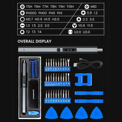 36 In 1 Rechargeable Mini Electric Screwdriver Set With 3LED Lighting, 36 In 1 Blue, 36 In 1 Red, 36 In 1 Gray
