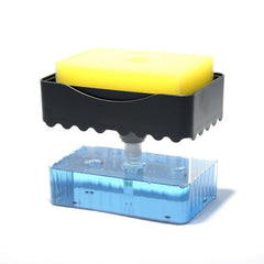 Cleaning Cloth Dishwashing Brush Liquid Box Kitchen Brush Detergent Mixer Press Plastic Soap Box, White, Dark Gray, Dark Blue