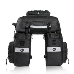 Rhinowalk Three-in-one Multifunctional Bicycle Rear Shelf Pannier Waterproof Long-distance Equipment, Full Black, Black Green