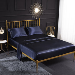 Home Ice Silk Simulation Silk Four-Piece Pillowcase Flat Sheet Fitted Sheet Set, US-King:198x203x35cm, UK-SK:180x200x35cm, US-King: 198x203x35cm