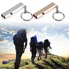 Mini Portable 120db Double Pipe High Decibel Outdoor Camping Hiking Survival Whistle Double-frequency Emnergecy Whistle Keychain, 3 PCS Silver, 3 PCS Gold