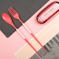 3pcs / Set Mini Outdoor Portable Travel Sets Candy Color Folding Dinner Set Student Kids Kitchen Tool