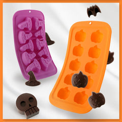 Halloween Cartoon Baking Set Chocolate Mold, Skull Shape, Pumpkin Head Shape, Bat Shape