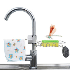 Faucet Rack Stainless Steel Perforated Free Kitchen Sink Storage Rack Rag Sponge Drain Rack, Type A, Type B, Type C