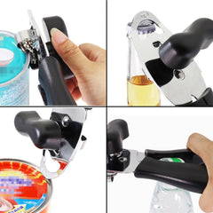 4 in 1 Multifunctional Can Opener Kitchen Household Lid Opener Canning Knife, Black, Green