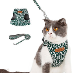 DogLemi Pet Cat Traction Rope Chest Harness Vest Type Traction Suit Cat Walking Rope, XS, S