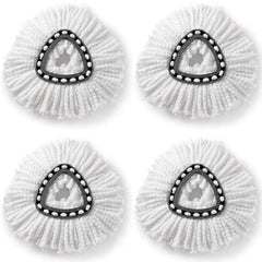4 PCS Rotating Triangle Cotton Yarn Mop Head Mop Replacement Cloth For O-Cedar/Vileda, Mop
