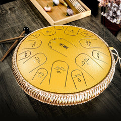 15-Tone Ethereal Drum 14-Inch Steel Tongue Drum Hollow Drum Sanskrit Drummer Disc, Red, Black, Golden, Purple, Navy Blue, Blue