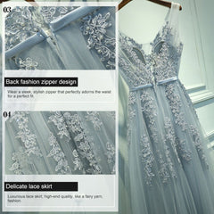 Sexy V-neck Evening Dress Robe Tulle Applique Evening Dresses, S, XXL, XXXL