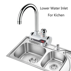 Kitchen Instant Electric Hot Water Faucet Hot & Cold Water Heater EU Plug, Lamp Display Lower Water Inlet, Lamp Display Side Water Inlet, Lamp Display Leakage Protection Lower Water Inlet, Lamp Shows Leakage Protection Side Water Inlet                 ...