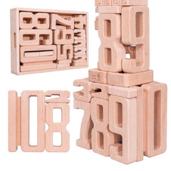 Children Particle Beech Number Building Blocks Children Mathematics Early Education Toy Teaching Aids, Number Building Blocks(32 PCS / Set)