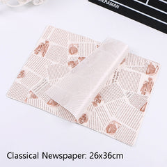 100 Sheets / Pack Cake Greaseproof Paper Baking Packaging Plate Paper Hamburger Paper, Colour: Classical Newspaper, Classical Newspaper, Color Pastry, Orange Tower, White English, Coffee English, Wheat English, Pure White, Thick Kraft Paper, Gray Tower
