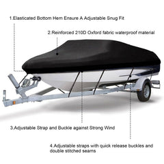 210D Waterproof Boat Cover Speedboat Towed Fishing V-Shaped Boat Cover Rain And Sun Protection Cover, 17-19FT 600x310cm