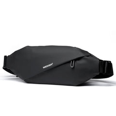 WEIXIER 8641 Men Running Waterproof Waist Bag Multifunctional Chest Bag Sports Leisure One-Shoulder Bag, Black, Dark Gray