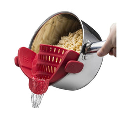 Wide Mouth Silicone Drainer Pot Side Drain To Block Fruit Noodle Strainer, Green, Red, Dark Gray, Black, Purple, Orange